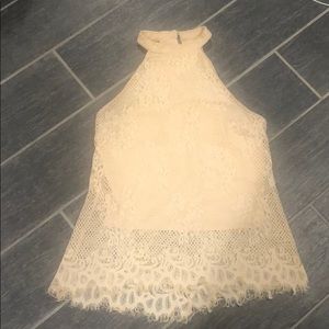 Lace halter top in blush